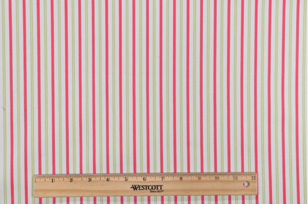 Sample of Thibaut Resort Ticking W716035 Woven Cotton Decorator Fabric in Pink & Green 