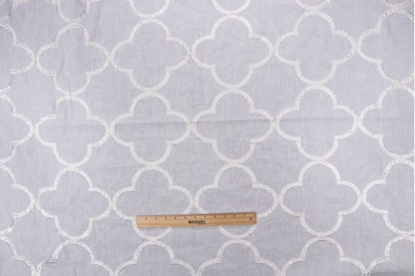Sample of Thibaut Mara W716001 Embroidered Drapery Fabric in White 