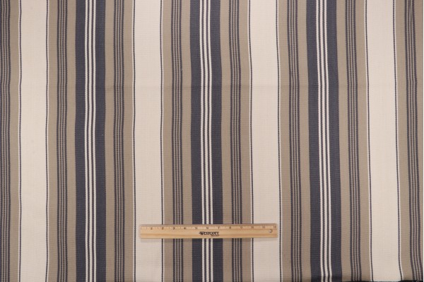 Thibaut Sheridan Stripe W80070 Woven Cotton Upholstery Fabric in Charcoal and Linen 