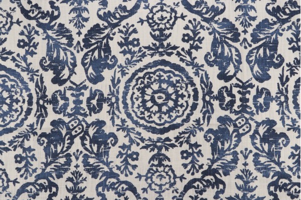 Click for Thibaut Sansome F94151 Printed Linen Blend Drapery Fabric in Navy  Thibaut Sansome F94151 Printed Linen Blend Drapery Fabric in Navy