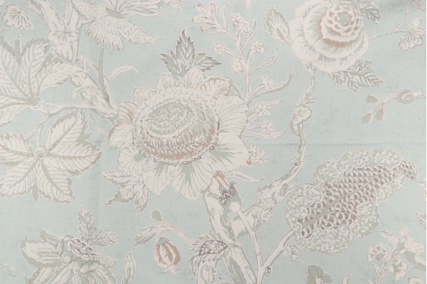 Sample of Thibaut Rittenhouse F94149 Printed Cotton Blend Drapery Fabric in Sea Glass 