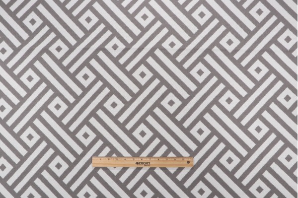 Sample of Thibaut Parterre W80330 Woven Solution Dyed Acrylic Outdoor Fabric in Heather Grey 