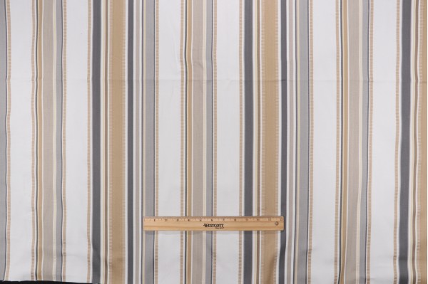 Sample of Thibaut Barnegat Stripe W80102 Woven Cotton Decorator Fabric in Platinum and Gold 