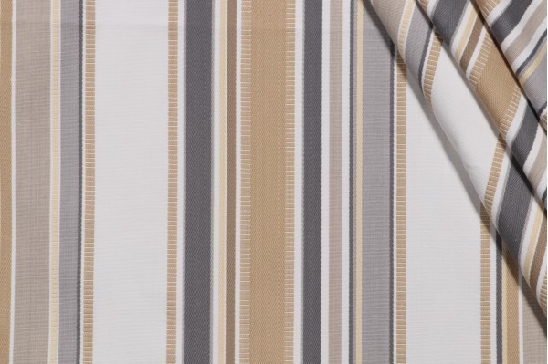 Sample of Thibaut Barnegat Stripe W80102 Woven Cotton Decorator Fabric in Platinum and Gold 