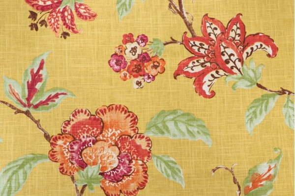 Robert Allen Les Favves Printed Linen Blend Drapery Fabric in Sunshine
