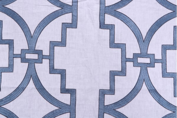 Anna French Songyue W736144 Embroidered Drapery Fabric in Blue for Thibaut