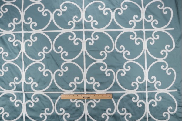 Anna French Cernobbia W714200 Embroidered Drapery Fabric in Mineral for Thibaut