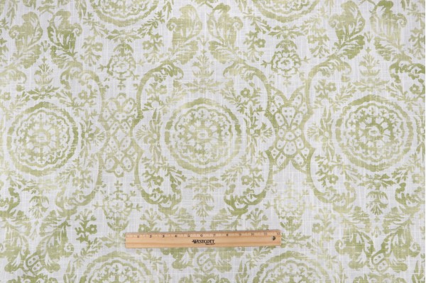Anna French Sansome F94154 Printed Linen Blend Drapery Fabric in Lime for Thibaut