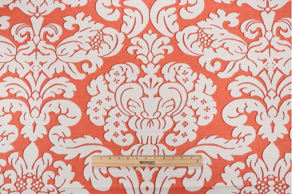 Click for 13.75 Yards Thibaut Trelawny Damask F914220 Printed Linen Blend Drapery Fabric in Orange Thibaut Trelawny Damask F914220 Printed Linen Blend Drapery Fabric in Orange