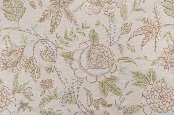 Thibaut Fanfare F96750 Printed Linen Blend Drapery Fabric in Cream