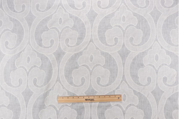 Thibaut Clovis W714263 Sheer Embroidered Drapery Fabric in Off-White