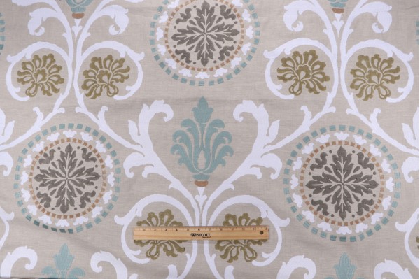 Thibaut Banyan W764100 Printed & Embroidered Drapery Fabric in Aqua