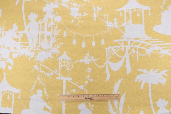 Thibaut Southsea F916024 Printed Linen Blend Drapery Fabric in Yellow
