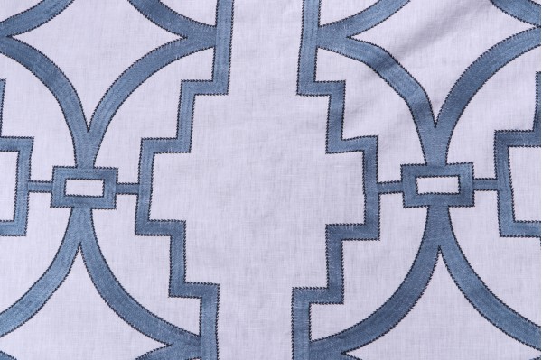 Anna French Songyue W736144 Embroidered Drapery Fabric in Blue for Thibaut