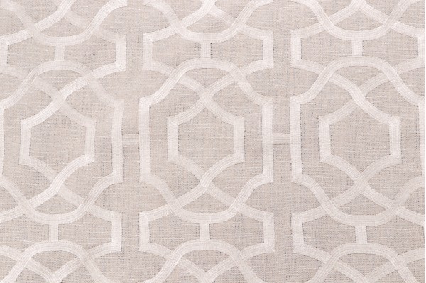 Anna French Alston Trellis W713027 Embroidered Linen Drapery Fabric in Flax for Thibaut