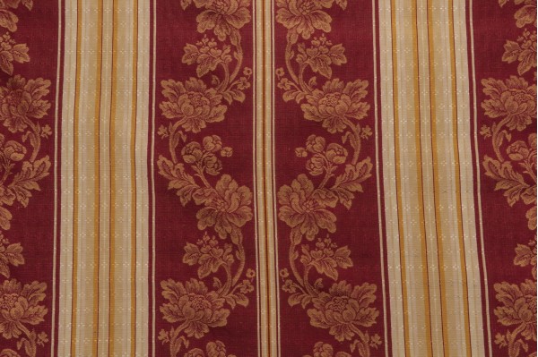 Scalamandre Sperry Damask Upholstery Fabric in Wine/Gold