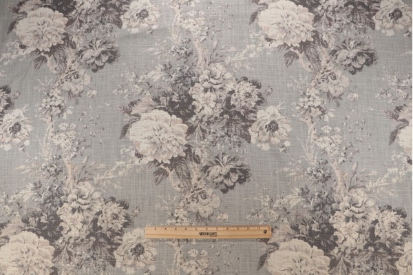 Click for 5 Yards Waverly Ballad Bouquet Printed Linen Blend Drapery Fabric in Platinum Waverly Ballad Bouquet Printed Linen Blend Drapery Fabric in Platinum