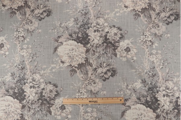 Click for 6.38 Yards Waverly Ballad Bouquet Printed Linen Blend Drapery Fabric in Platinum Waverly Ballad Bouquet Printed Linen Blend Drapery Fabric in Platinum