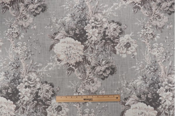 Click for 12 Yards Waverly Ballad Bouquet Printed Linen Blend Drapery Fabric in Platinum Waverly Ballad Bouquet Printed Linen Blend Drapery Fabric in Platinum