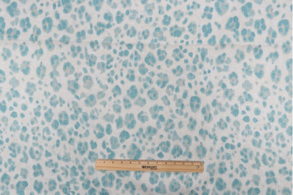 Thibaut Panthea F924379 Printed Linen Drapery Fabric in Aqua