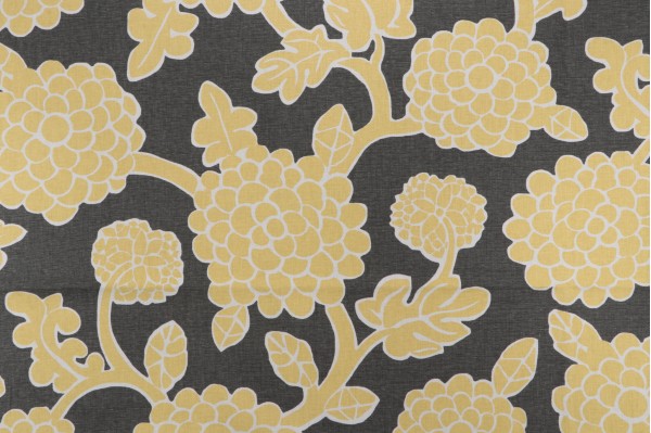Thibaut Nikko F916016 Printed Linen Blend Drapery Fabric in Yellow and Grey 
