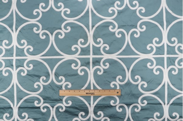 Anna French Cernobbia W714200 Embroidered Drapery Fabric in Mineral for Thibaut 