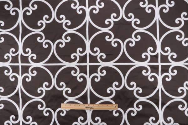 Thibaut Cernobbia W714203 Embroidered Drapery Fabric in Charcoal 