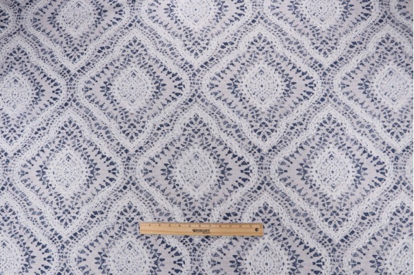 Waverly Curves Ahead Printed Cotton Drapery Fabric in Indigo
