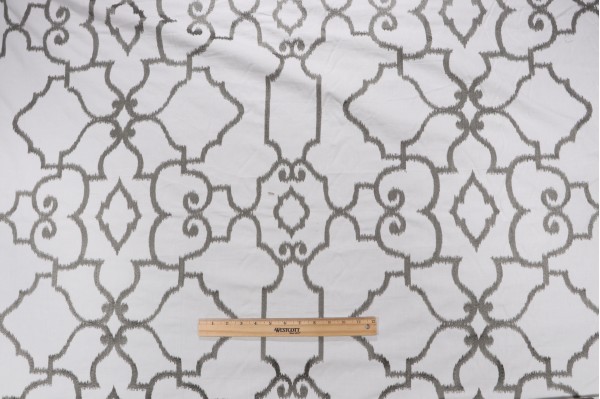 Thibaut Ogden W714213 Embroidered Cotton Drapery Fabric in Dark Grey