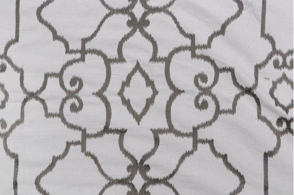 Thibaut Ogden W714213 Embroidered Cotton Drapery Fabric in Dark Grey