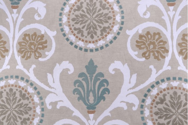 Anna French Banyan W764100 Printed & Embroidered Drapery Fabric in Aqua for Thibaut