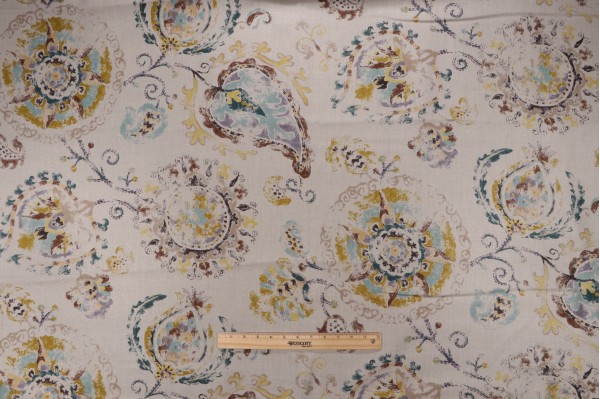 P Kaufmann Junoon Printed Linen Drapery Fabric in Meadow