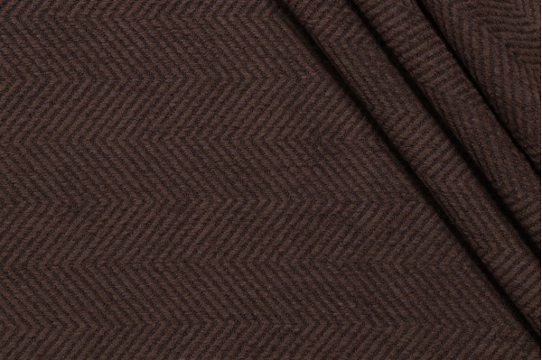 Herringbone Woven Chenille Upholstery Fabric in Espresso