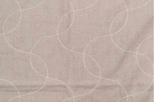 Karina Embroidered Drapery Fabric in Flax