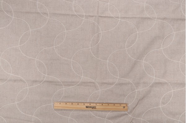 Karina Embroidered Drapery Fabric in Flax