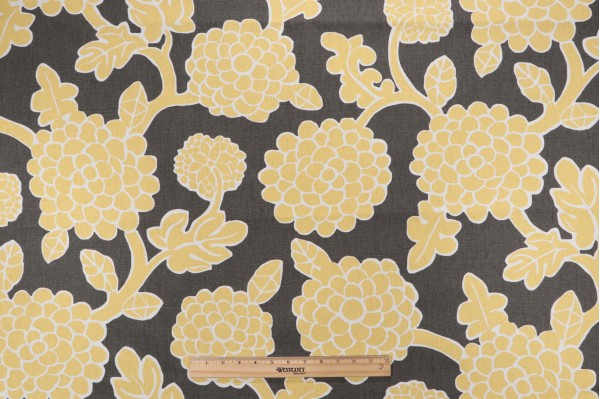 Click for 1 Yard Thibaut Nikko F916016 Printed Linen Blend Drapery Fabric in Yellow and Grey 1 Yard Thibaut Nikko F916016 Printed Linen Blend Drapery Fabric in Yellow and Grey