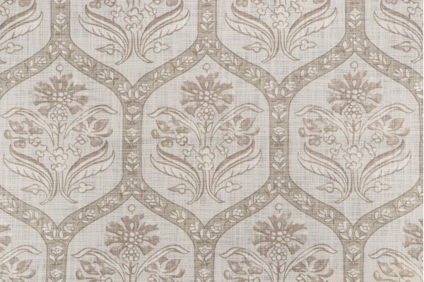 Thibaut Caton F94127 Printed Cotton Muslin Drapery Fabric in Beige