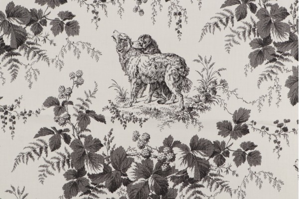 Click for 1.13 Yards Thibaut Pedigree F99720 Printed Cotton Drapery Fabric in Black on Cream Thibaut Pedigree F99720 Printed Cotton Drapery Fabric in Black on Cream