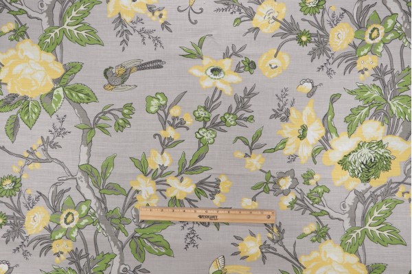 Thibaut Nemour F936128 Printed Linen Blend Drapery Fabric in Grey
