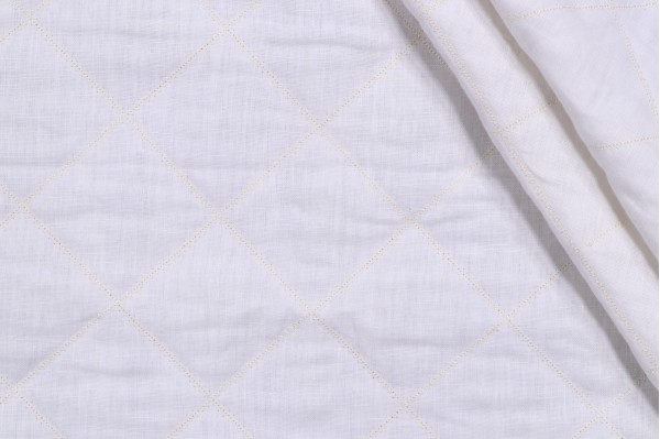 Thibaut Prussia Quilt AW9108 Embroidered Drapery Fabric in White