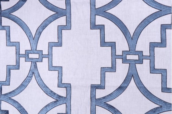 Click for 1 Yard Anna French Songyue W736144 Embroidered Drapery Fabric in Blue for Thibaut 1 Yard Anna French Songyue W736144 Embroidered Drapery Fabric in Blue for Thibaut