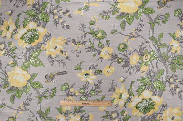 Thibaut Nemour F936128 Printed Linen Blend Drapery Fabric in Grey