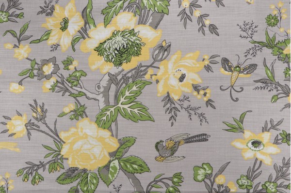 Thibaut Nemour F936128 Printed Linen Blend Drapery Fabric in Grey