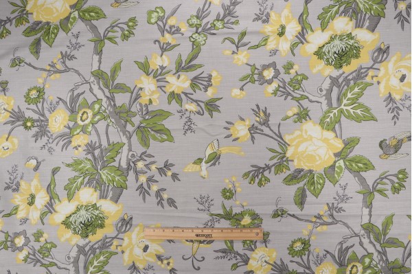 Thibaut Nemour F936128 Printed Linen Blend Drapery Fabric in Grey