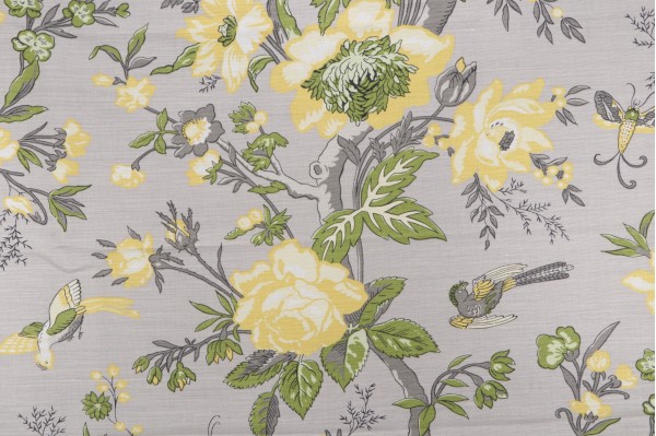 Thibaut Nemour F936128 Printed Linen Blend Drapery Fabric in Grey