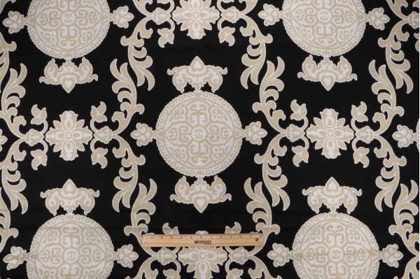 Click for 1.63 Yards Thibaut Halie F936114 Printed Linen Blend Drapery Fabric in Black & Beige Thibaut Halie F936114 Printed Linen Blend Drapery Fabric in Black & Beige