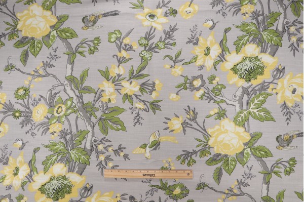 Thibaut Nemour F936128 Printed Linen Blend Drapery Fabric in Grey