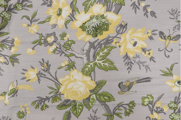 Thibaut Nemour F936128 Printed Linen Blend Drapery Fabric in Grey