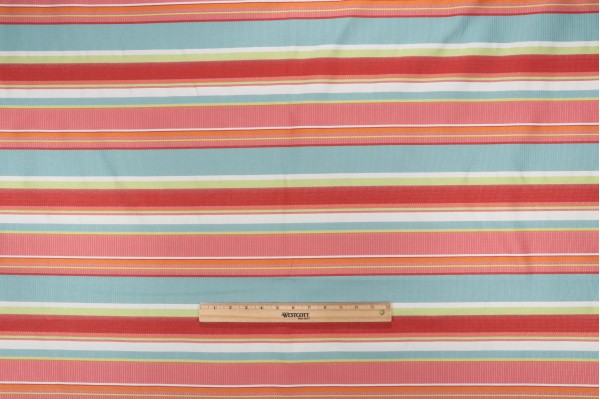 1 Yard Thibaut Brighton Stripe W77997 Woven Upholstery Fabric in Aqua and Pink