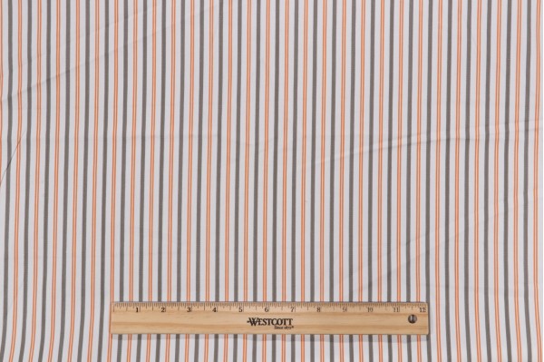 Thibaut Resort Ticking W716039 Woven Cotton Decorator Fabric in Grey and Orange